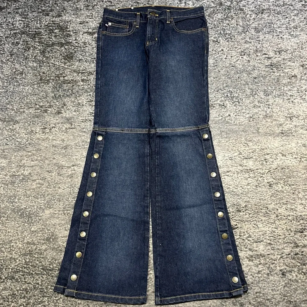 Polo Jeans Co. Womens 6 (30x32) Blue Stretch Bootcut W/ Snaps Western Low Rise - Picture 1 of 16